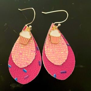 Cupcake faux leather earrings